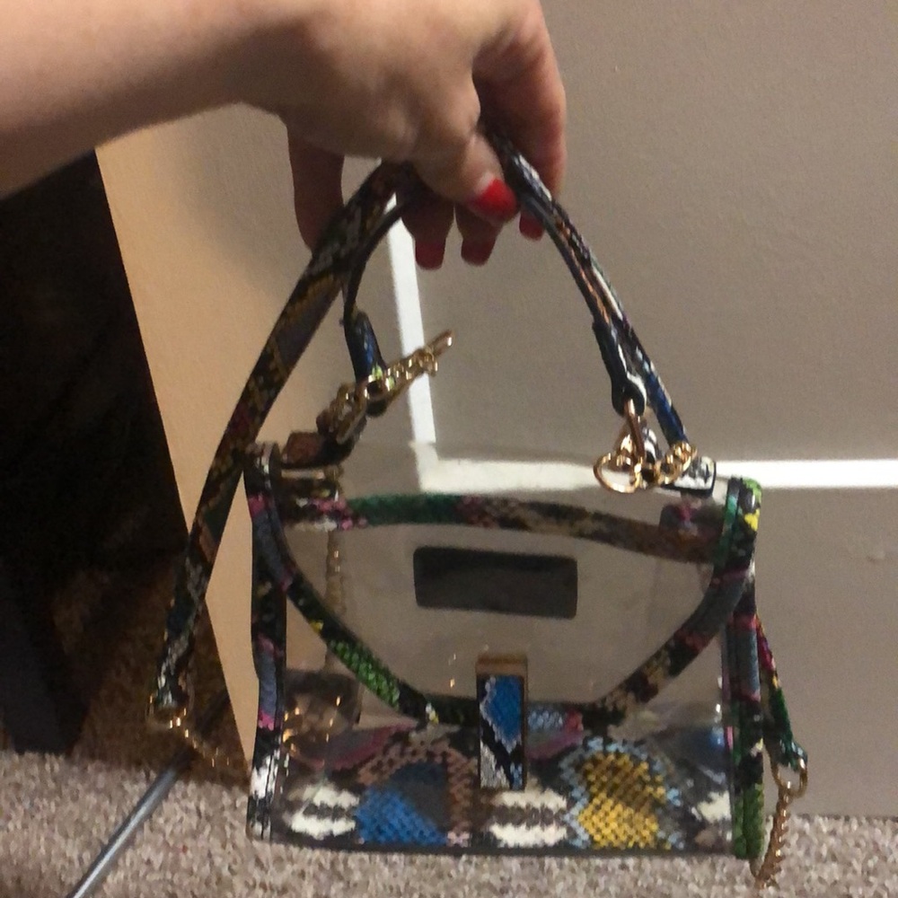 🌺- EUC Tiny Clear Bag / Crossbody Faux Snakeskin Strap Multiple Colors. - Picture 8 of 8
